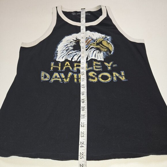 Harley Davidson Mororcycles Eagle Glasses Black Ringer Tank Top Women 2XL White‎ - Picture 7 of 9